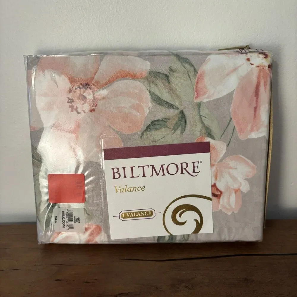 New Biltmore Magnolia Grey Pink Green Floral Valance 54